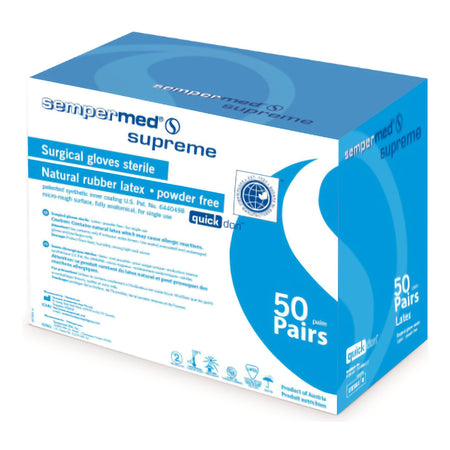 Sempermed SPFP750 Supreme Latex Surgical Glove, Size 7.5, Ivory