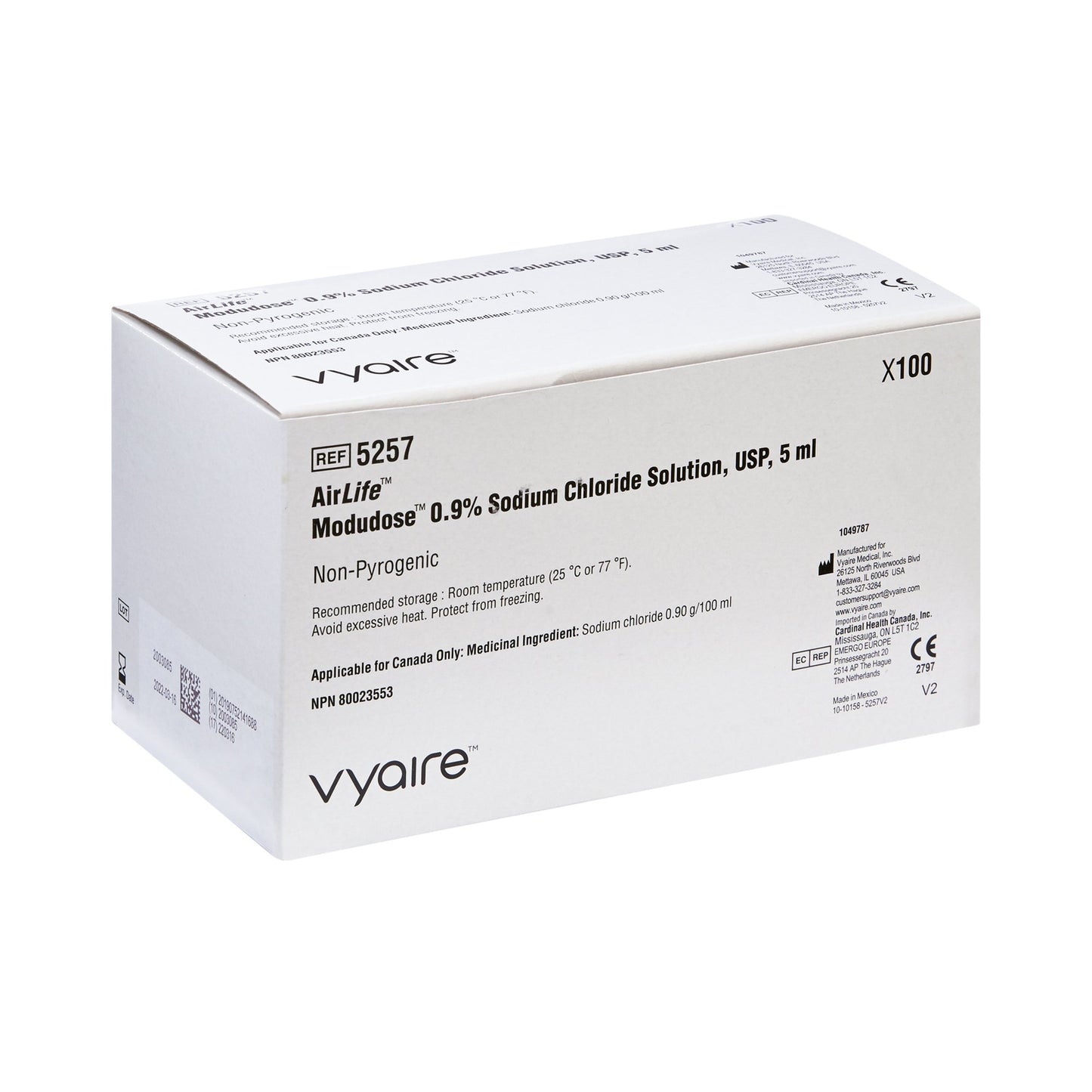 AirLife™ Modudose Respiratory Therapy Solution, 0.9% Sodium Chloride, Sterile, 5 mL Unit Dose Vial