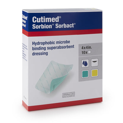 Cutimed® Sorbion Sorbact® Super Absorbent Antimicrobial Dressing, 4 x 4 Inch