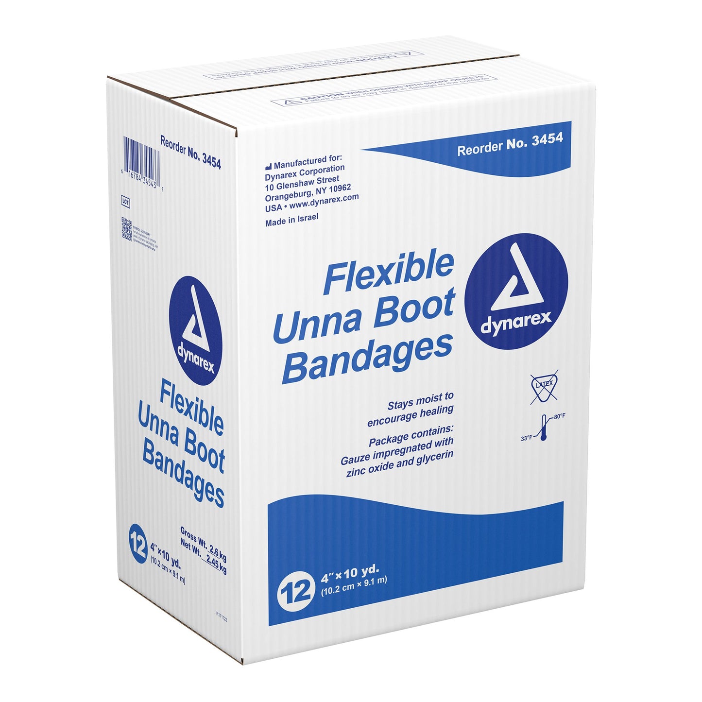 dynarex® Unna Boot with Zinc Oxide, 4 Inch x 10 Yard