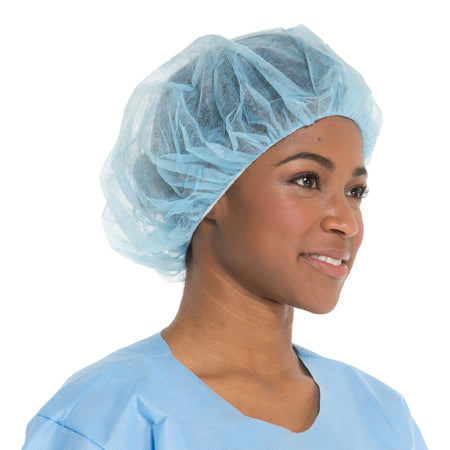 O&M Halyard Inc 69803 Halyard Bouffant Cap, X-Large, Blue