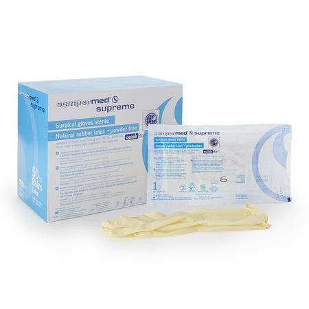 Sempermed SPFP600 Supreme Latex Surgical Glove, Size 6, Ivory