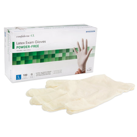 McKesson 14-428 Confiderm CL Latex Exam Glove, Large, Ivory