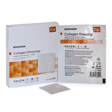 McKesson 16-1850 Collagen Dressing, 2 x 2 Inch, Up to 4 Inch Length, White