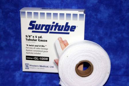 Gentell GL105W Surgitube Tubular Retainer Dressing, 5/8 Inch x 5 Yard
