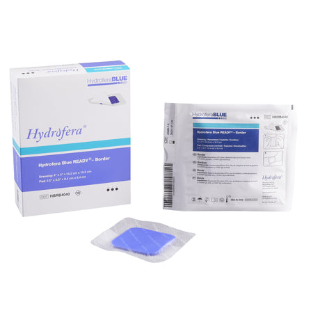 BSN HBRB4040 Hydrofera BLUE READY-Border Antibacterial Foam Dressing, 4 x 4 Inch