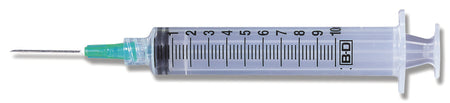 BD 309643 PrecisionGlide 10 mL Syringe with Hypodermic Needle, 21 Gauge