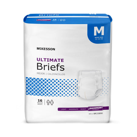 McKesson BR33890 Ultimate Heavy Absorbency Incontinence Brief, Medium