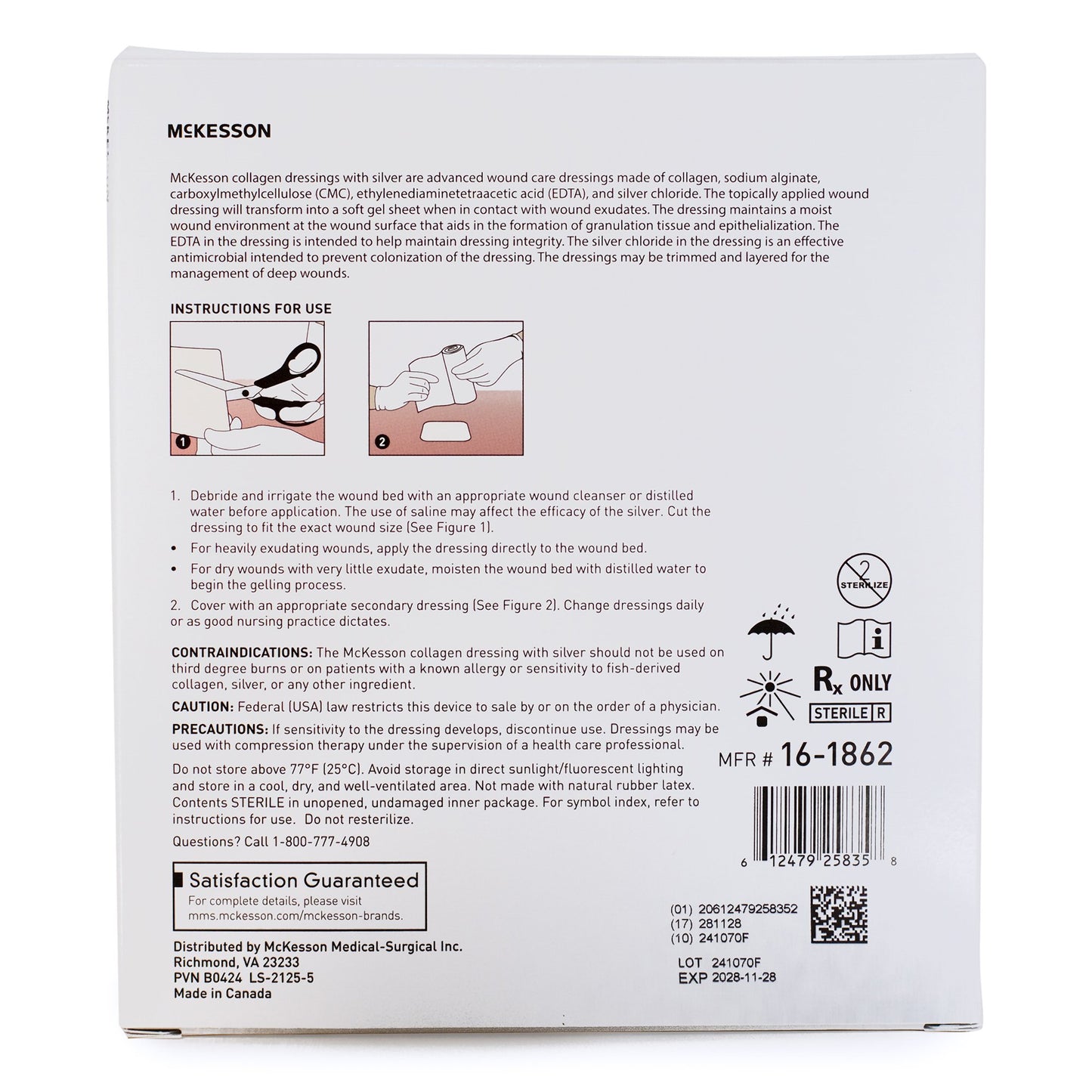 McKesson Silver Collagen Dressing, 4 x 4 Inch
