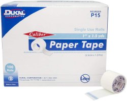 Dukal P15 Caliber Paper Medical Tape, 1 inch x 1-1/2 Yard, White