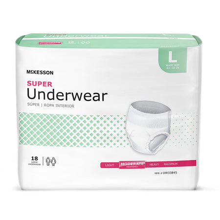 McKesson 1123833 Super Moderate Absorbency Incontinence Underwear, Large