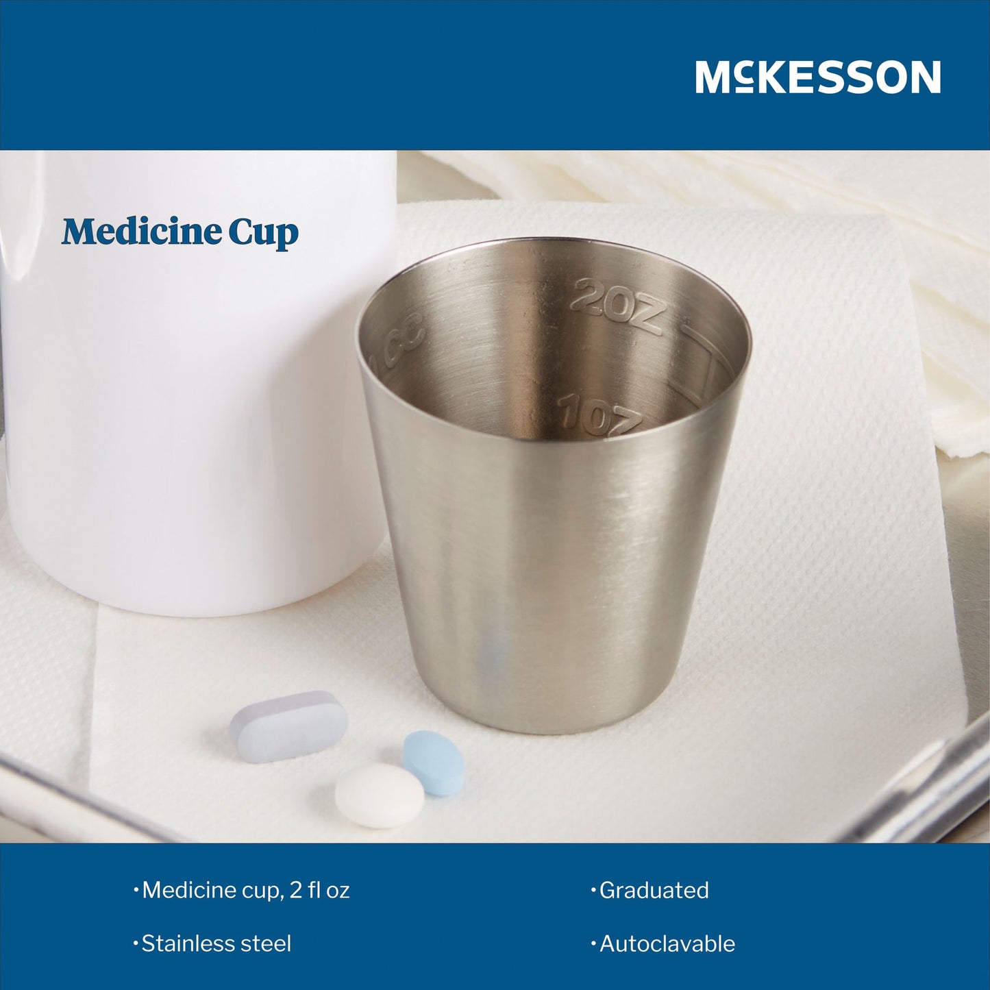 McKesson Argent™ Stainless Steel Graduated Medicine Cup, 2-ounce capacity