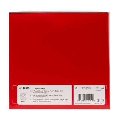 New Image™ 18393 Two-Piece Beige Ostomy Pouch, Pre-cut to Fit 57 mm, Red Match