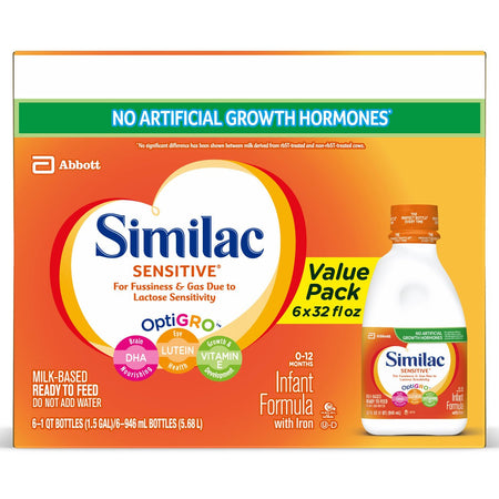 Abbott Nutrition 57533 Similac Sensitive Ready to Use Infant Formula, 1-quart bottle