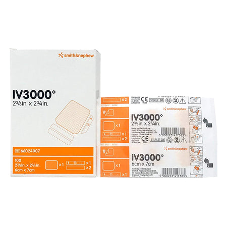 Smith & Nephew 66024007 IV3000 1-Hand Peripheral Catheter Dressing, 2-3/8 x 2¾ Inch