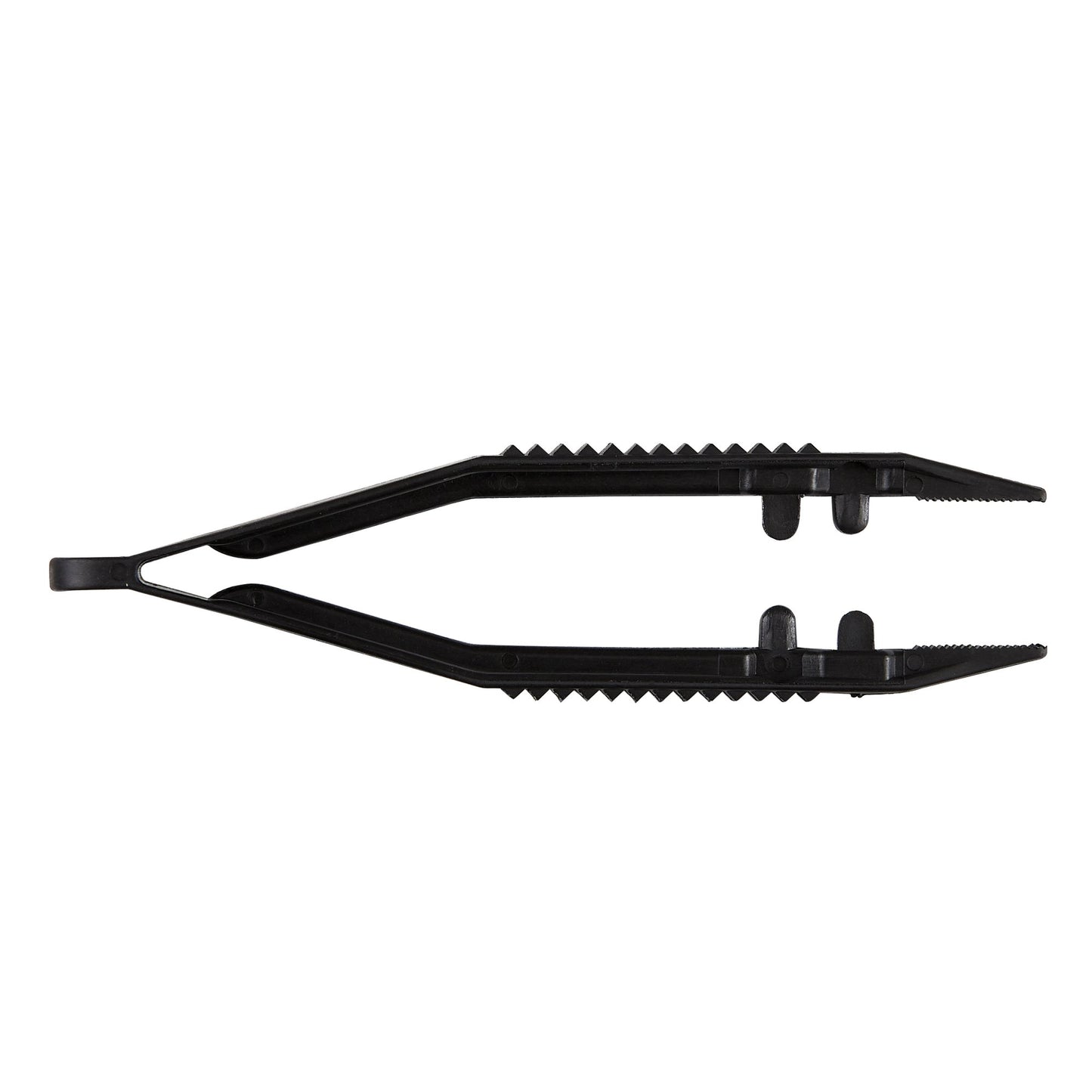 Tweezers Posi-Grip® 4 Inch Length Floor / Office Grade Plastic Sterile NonLocking Thumb Handle Straight Serrated Tips