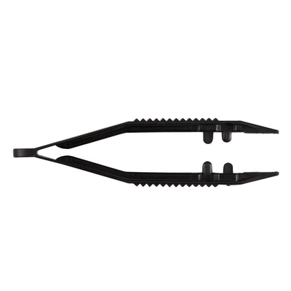 Tweezers Posi-Grip® 4 Inch Length Floor / Office Grade Plastic Sterile NonLocking Thumb Handle Straight Serrated Tips