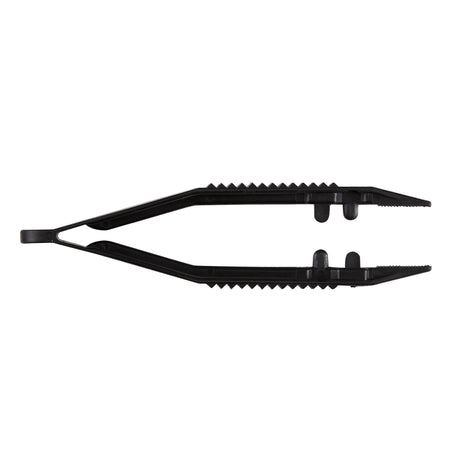 Tweezers Posi-Grip® 4 Inch Length Floor / Office Grade Plastic Sterile NonLocking Thumb Handle Straight Serrated Tips