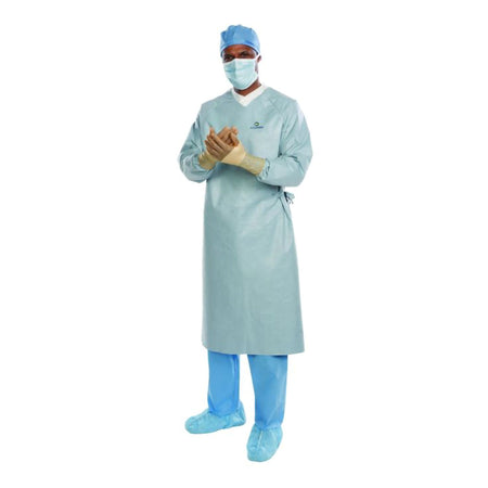 O&M Halyard Inc 44664NS Surgical Gown Aero Chrome X-Large Silver NonSterile AAMI Level 4 Disposable
