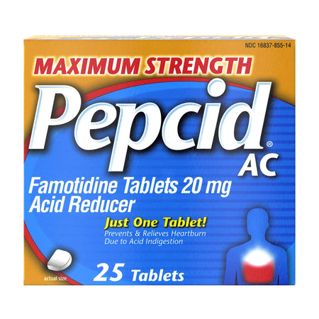 J & J Sales 16837085514 Pepcid AC Famotidine 20 mg Acid Reducer Tablets Maximum Strength