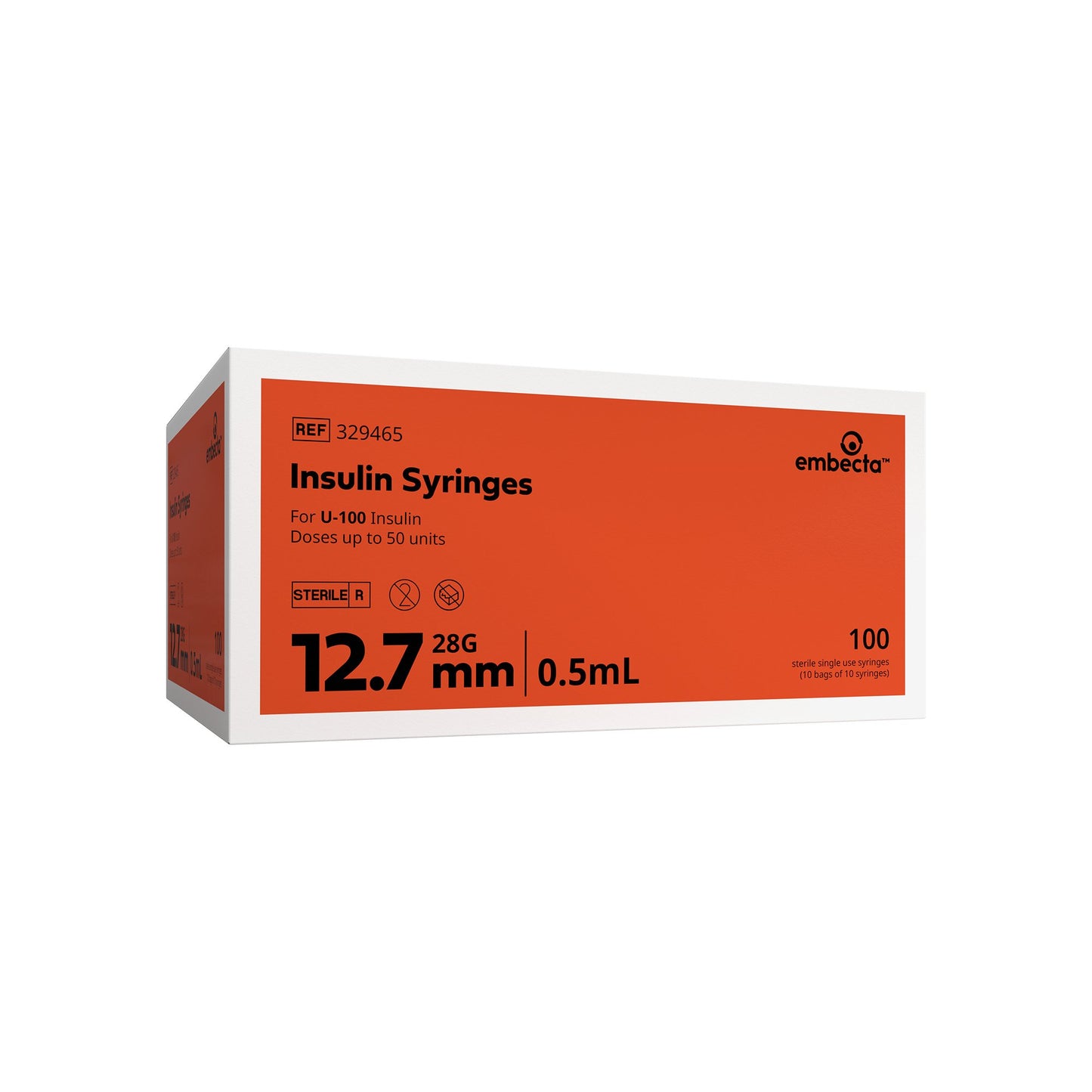 Lo-Dose™ Micro-Fine™ 0.5 mL Insulin Syringe with Needle, 28 Gauge, 1/2 Inch
