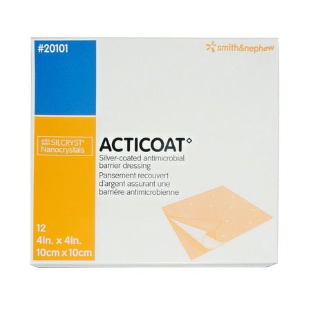 Smith & Nephew 20101 Acticoat Burn Antimicrobial Barrier Dressing, 4 x 4 Inch