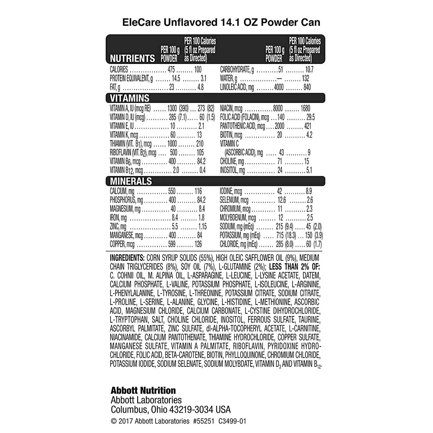 EleCare® with Iron Powder Infant Formula, 14.1-ounce can