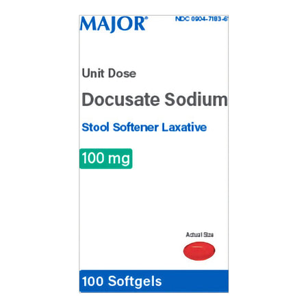 Major Pharmaceuticals 904718361 Stool Softener Capsule 100 per Box mg Strength Docusate Sodium