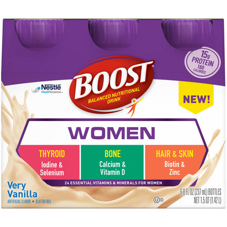 Nestle Healthcare Nutrition 41679473733 Boost Women Vanilla Balanced Nutritional Drink, 8 oz. Bottle