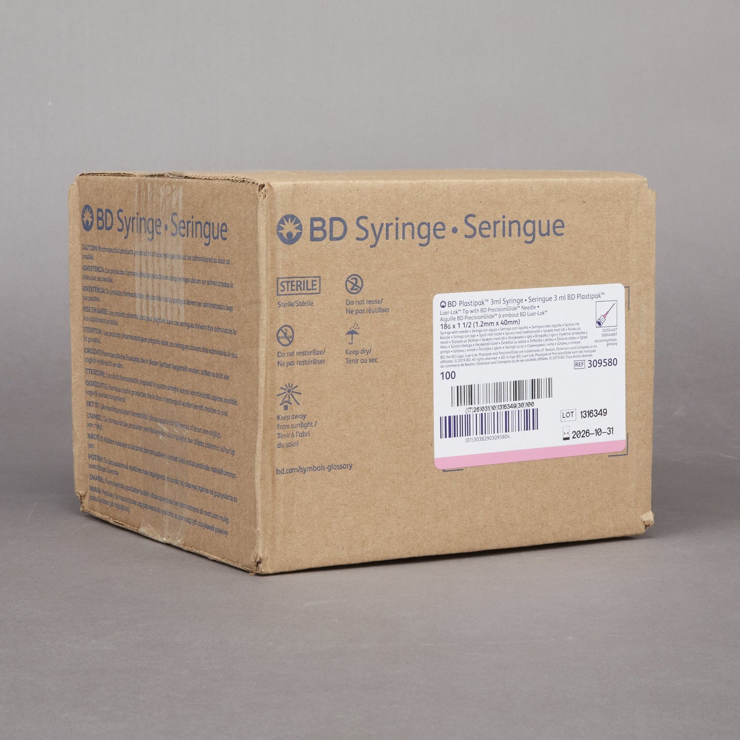 PrecisionGlide™ Syringe with Hypodermic Needle,18 Gauge, 1-1/2 Inch Needle Length
