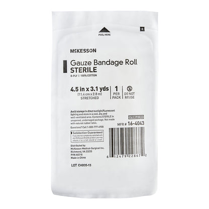 McKesson Sterile Fluff Bandage Roll, 4-1/2 Inch x 3-1/10 Yard, 8-Ply