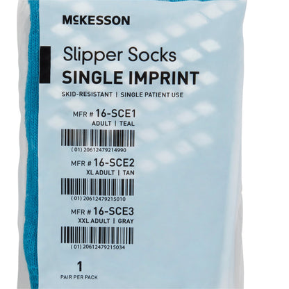McKesson Single Tread Slipper Socks, Large, Teal