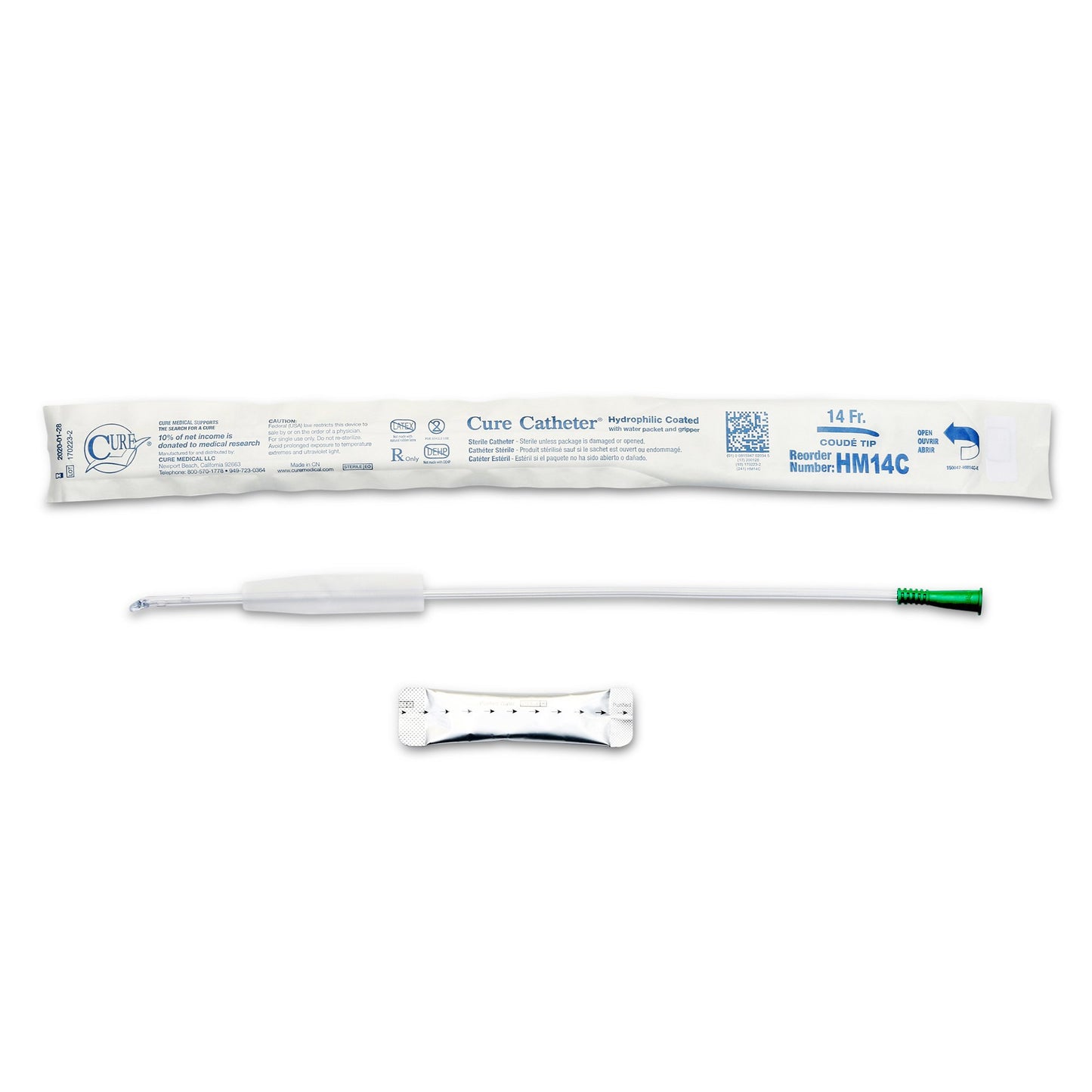 Cure Catheter™ Hydrophilic Intermittent Catheter, Coude