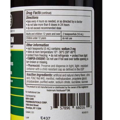 Geri-Care® Guaifenesin / Dextromethorphan Cold and Cough Relief, 16-ounce Bottle