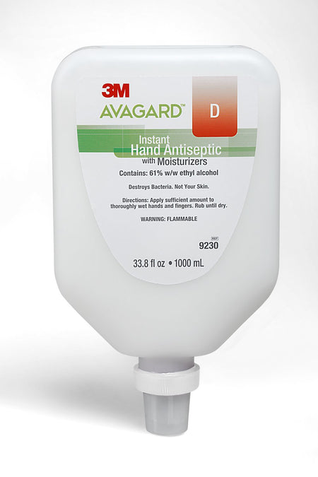 3M 9230 Hand Sanitizer Avagard D 1,000 mL Ethyl Alcohol Gel Dispenser Refill Bottle
