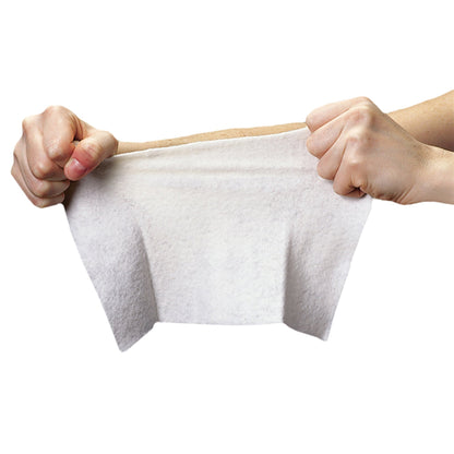 Close up of an open pack of Sage 7800 pre-moistened no-rinse disposable bathing wipes showing the soft cloth material.