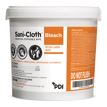 Sani-Cloth® Bleach Germicidal Extra Large Disinfectant Wipes, Pail, 160 ct.