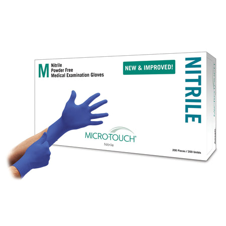 Ansell 6034302 Micro-Touch Nitrile Exam Glove, Medium, Blue
