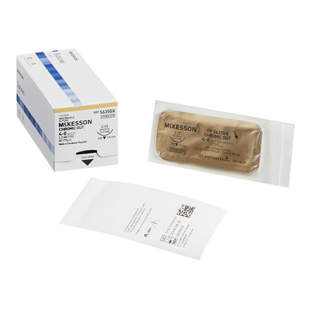 McKesson S635GX Chromic Gut Absorbable Suture with Needle, Size 4-0, C-13 Reverse Cutting Monofilament