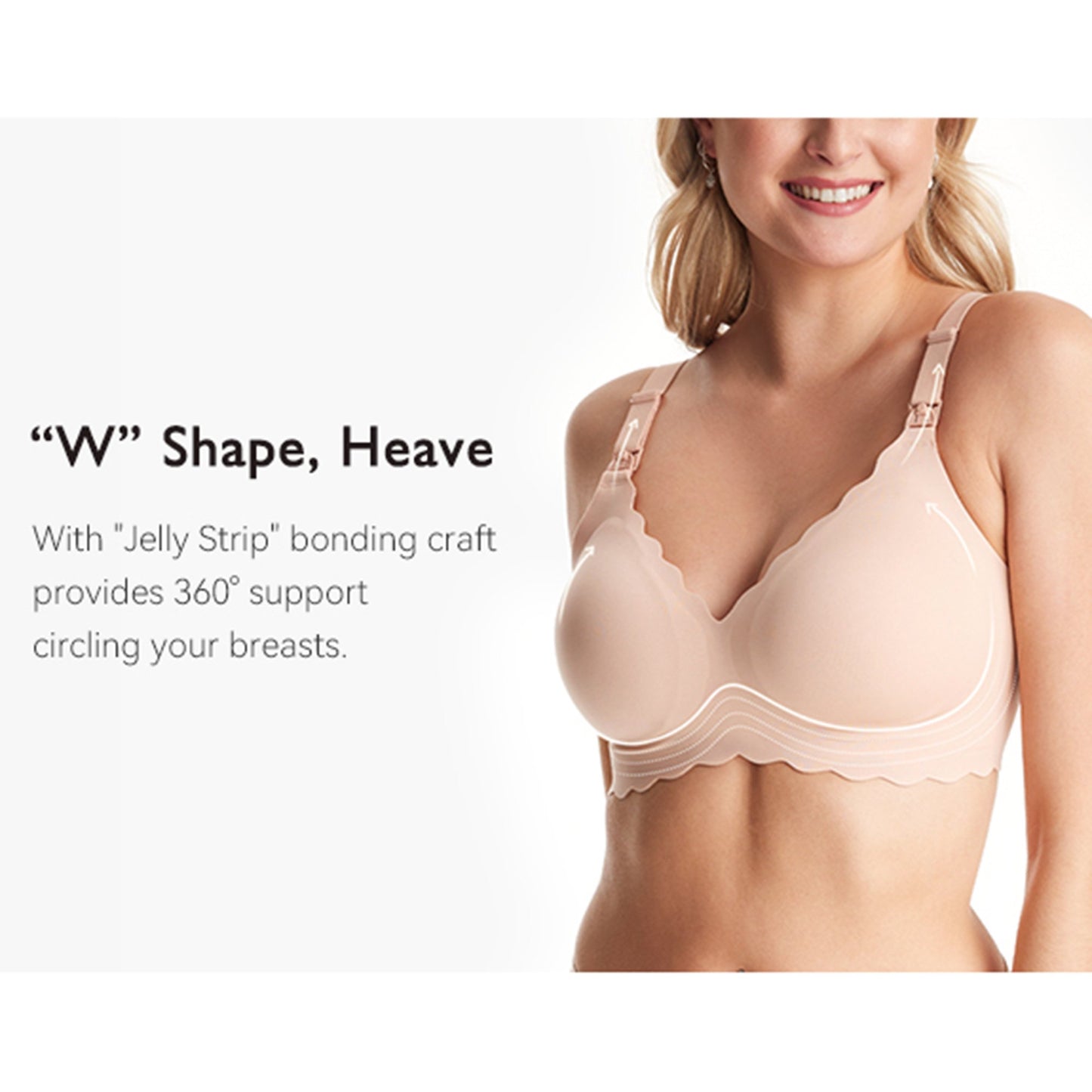 Nursing Bra Momcozy Jelly Strip 34 to 36 Inch Chest Medium Beige Back Hook and Eye Closure