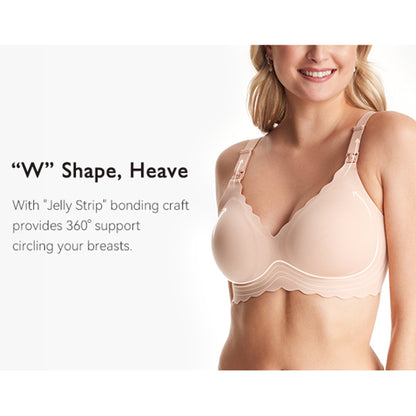 Nursing Bra Momcozy Jelly Strip 34 to 36 Inch Chest Medium Beige Back Hook and Eye Closure