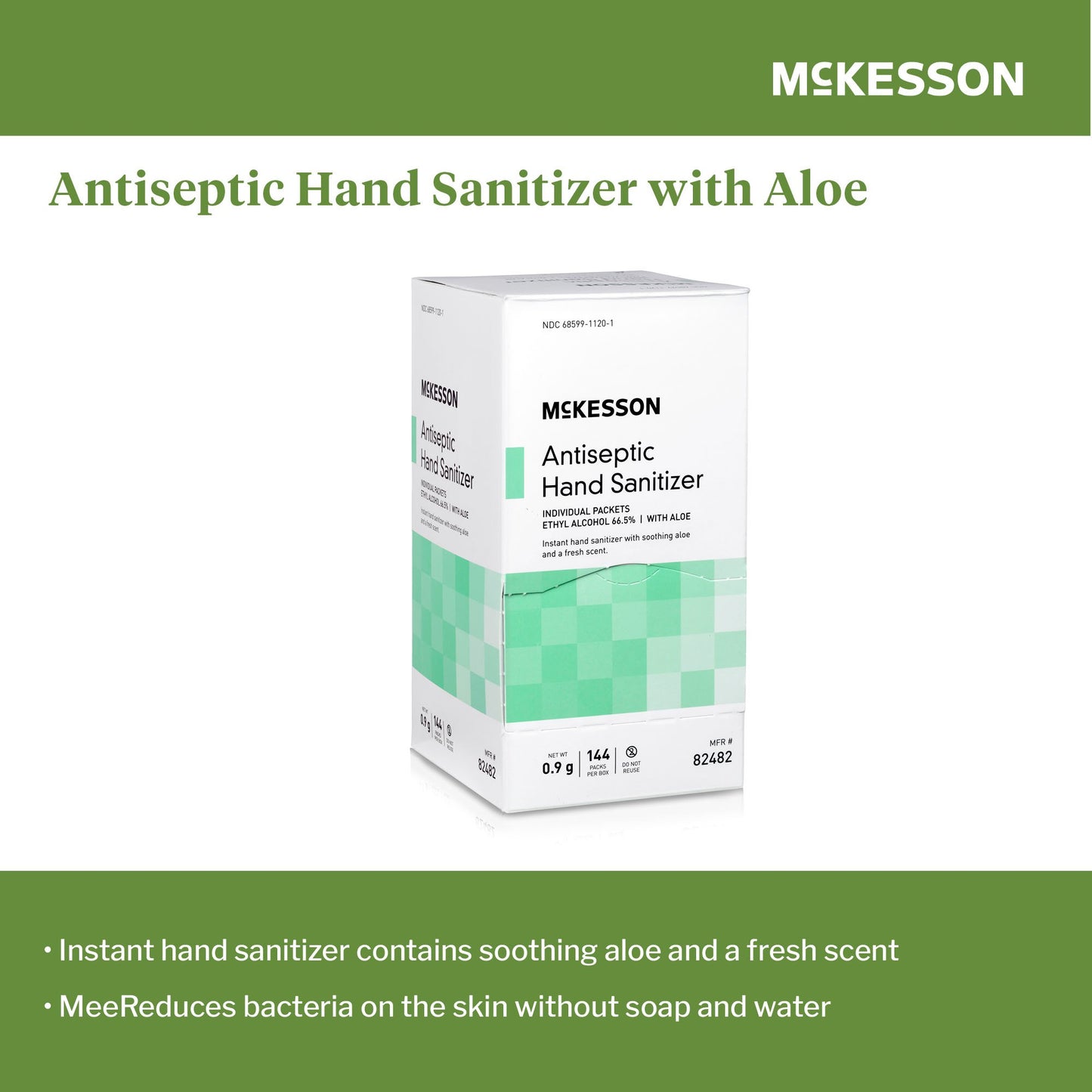 McKesson Hand Sanitizer with Aloe, Fresh Scent, Individual Packet