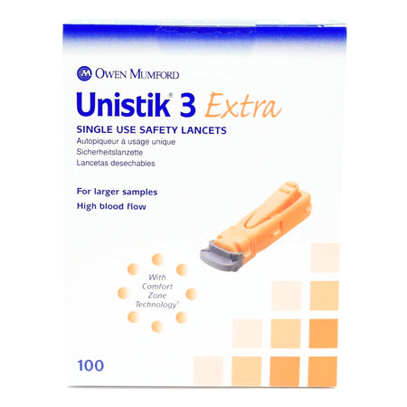 Owen Mumford AT 1012 Unistik 3 Extra Safety Lancet, 21 Gauge, 2-mm Depth