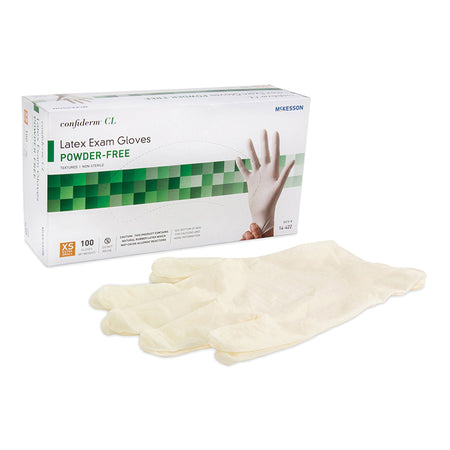 McKesson 14-422 Confiderm CL Latex Gloves, Extra-Small, Ivory