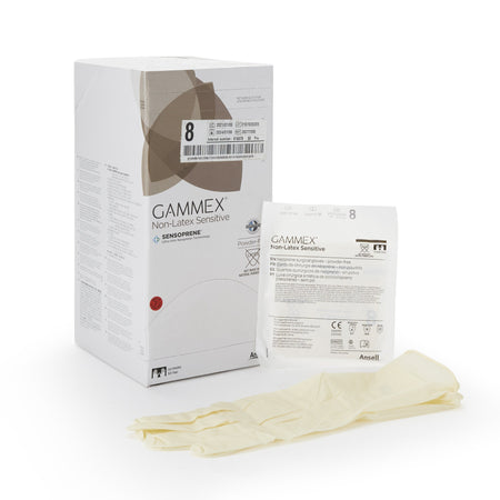 Ansell 20277280 Gammex Non-Latex Sensitive Polychloroprene Surgical Glove, Size 8, Cream