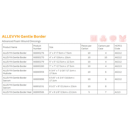 Allevyn™ Gentle Border Heel Foam Dressing, 23 x 23.2 Centimeters