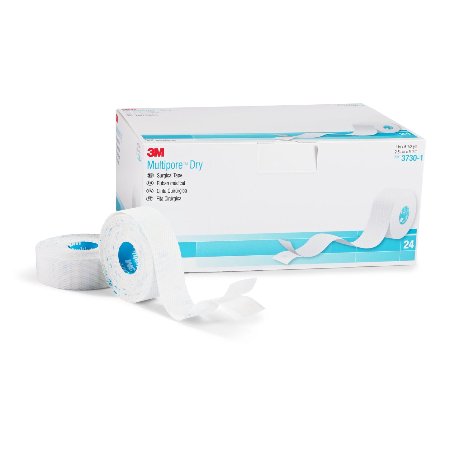 3M™ Multipore™ Dry Dressing Retention Tape with Liner, 1 Inch x 5-1/2 Yard, White