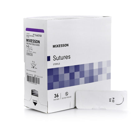 McKesson SJ421GX Polyglycolic Acid Absorbable Suture with Needle, P-12, Braided