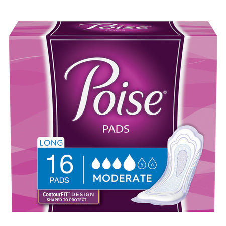 Kimberly-Clark 19566 Poise Bladder Control Pads, Women, Moderate Absorbency, 12.4 Inches