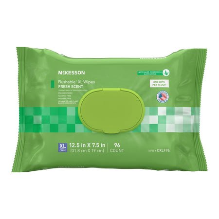 McKesson DXLF96 Flushable* Wet Wipes XL - Scented, 96 Wet Wipes per Pack